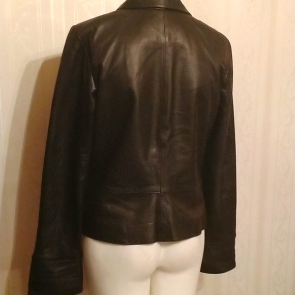 🕶Reaction by Kenneth Cole S black leather jacket with snaps and split cuffs - Picture 7 of 12